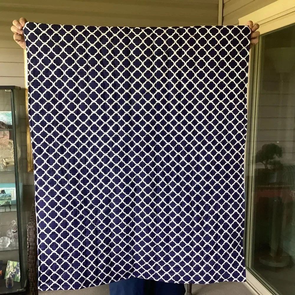 NWT. Hand Crafted Quilt of Blues, Purples and Turquoises
